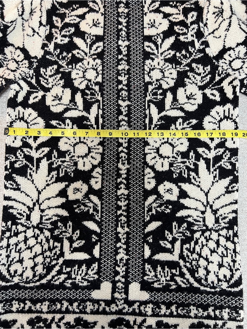 FARM Rio Pineapple Garden Mini Knit Dress. Black & Cream. Balloon sleeves. S - Picture 12 of 13